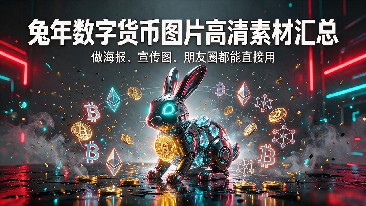 兔年数字货币图片高清_国潮风加密货币节日图片_兔年数字货币海报素材