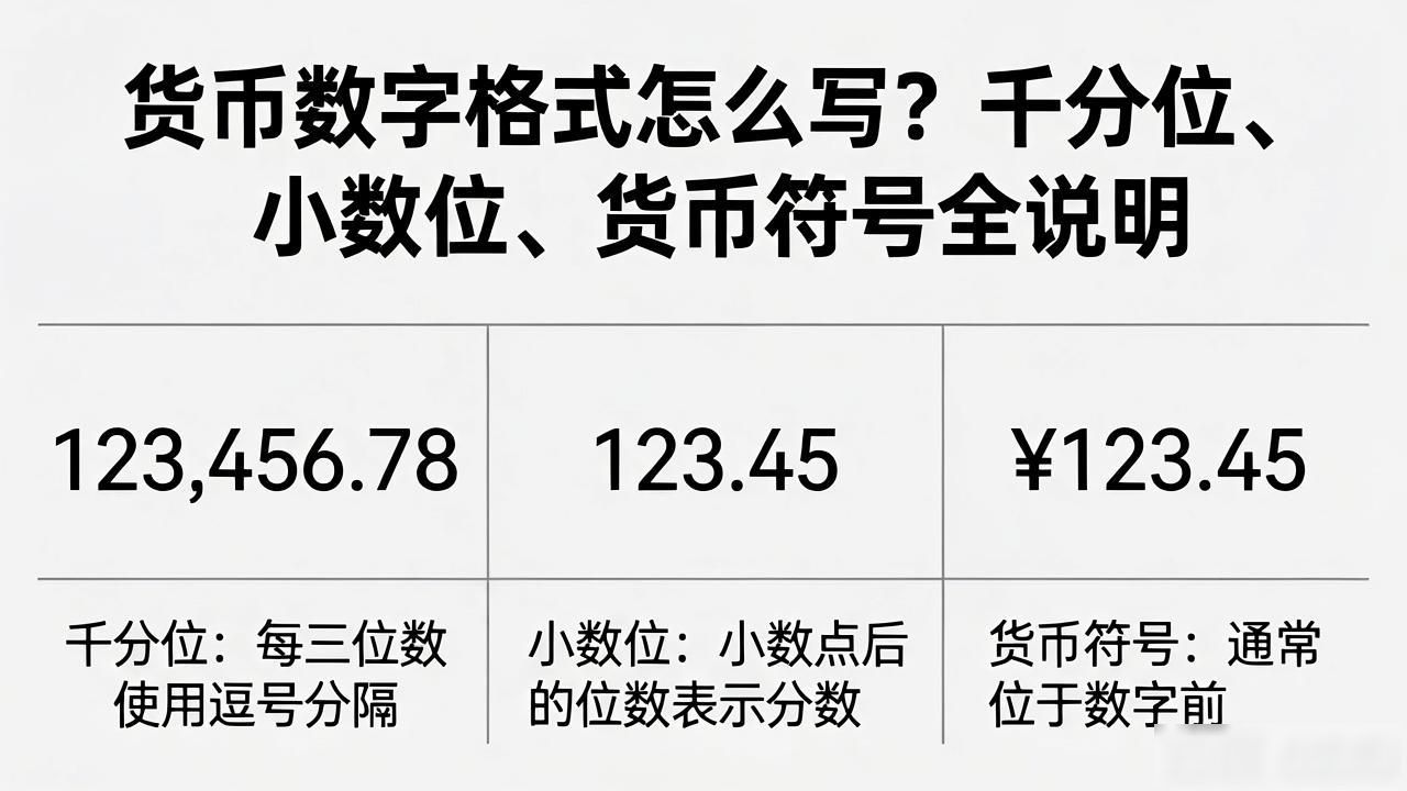 货币数字格式_货币符号位置规则_金额数字格式规范
